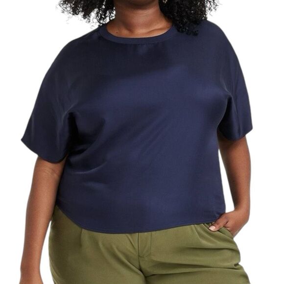 NEW A New Day Short Sleeve Woven Navy T-Shirt XXL - Picture 1 of 5